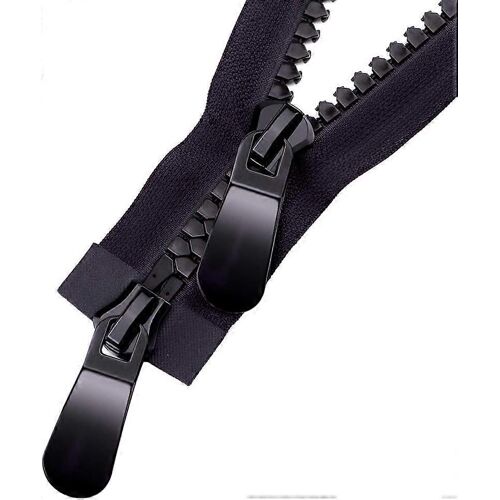 Fermeture Éclair De Veste De Séparation,1 Pc 150cm Double Ouverture Super Grande Fermeture À Glissière En Plastique Dents Noires Fermetures À Glissière Robustes Pour Bricolage Couture Couture Artisana
