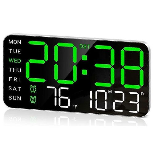 8.4in Grande horloge murale numérique,réveil à LED avec chiffres,vert