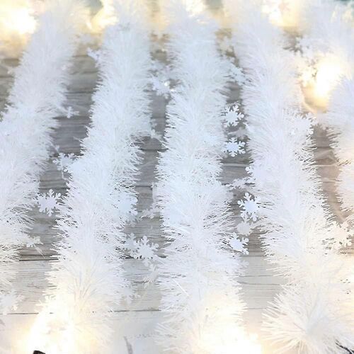 Décoration de Noël flocon de neige blanc 2m, couronne de Noël, décoration de fenêtre, accessoires de porte de Noël, cheminée, escalier, mur, porte, cheminée