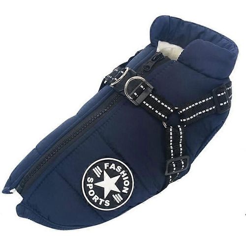 2024 Imperméable Pour Chien Manteau Veste Chaude D'hiver,Manteau D'hiver Pour Chien Chaud,Gilet Réfléchissant Doudoune Pour Labrador Chihuahua Bouledogue Français,Bleu-M,Une Pièce