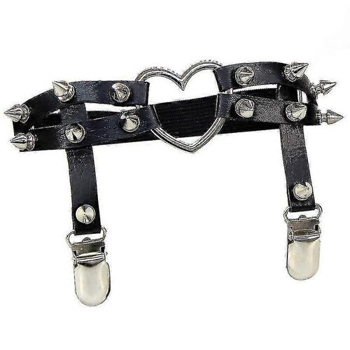 Jarretières Sexy Rock Pub Punk Porte-Jarretelles Rivets Cuisse Harnais Coeur Pu Cuir Vintage