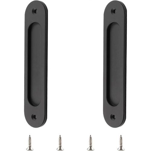 Promotion d'hiver,ensemble de 2 poignées de porte coulissante encastrées ovales poignées en acier inoxydable noir mat pour porte de grange coulissante