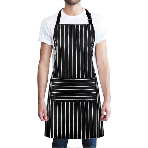 Tablier noir,tablier de bavoir réglable unisexe avec 2 poches,tablier de cuisine de cuisine pour tablier de barbecue de cuisine