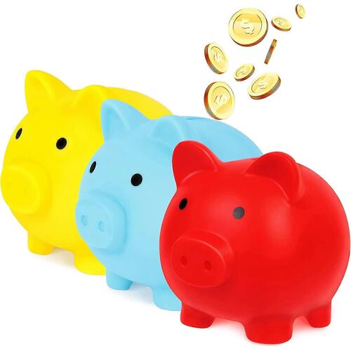 Nouveau produit,3 Pcs Mignon Tirelire Cochon en plastique Banque d'argent Adultes Tirelire Cochon Tirelire Banque à monnaie en plastique