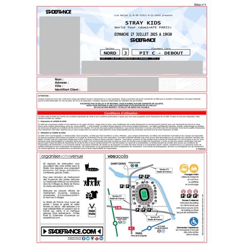 Stray Kids Place De Concert Pour Le 27 Juillet 2025 Place Cat 2