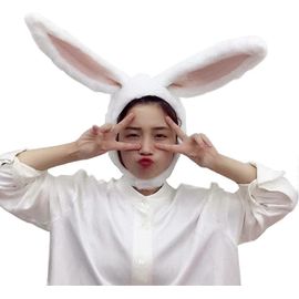 Chapeau de lapin mignon oreilles de lapin costume amusant cadeau de fête chapeau décoration (lapin blanc)
