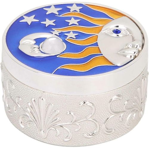 Boîte à bijoux ronde boîte,Vintage Star Moon motif bibelot boîte de rangement organisateur avec couvercle artisanat cadeau