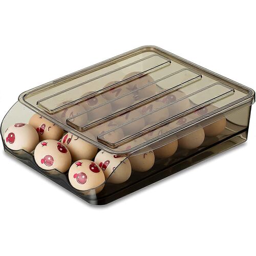 Boîte À ?Ufs Avec Couvercle, Réfrigérateur À Roulement Automatique, Rangement Des ?Ufs Empilable, Organisateur De Réfrigérateur