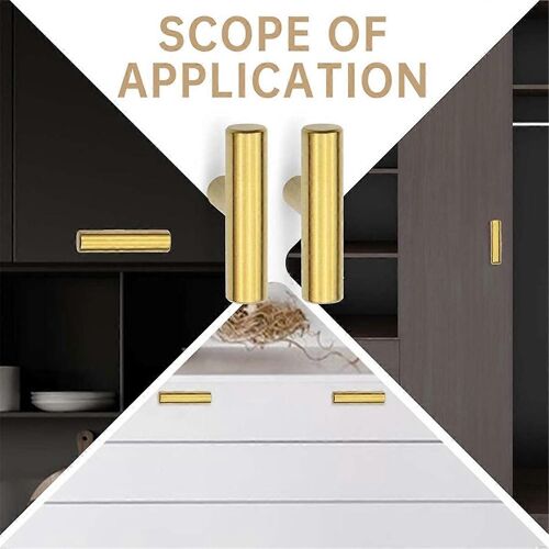 Lot de 12 poignées de placard de cuisine en T de 46 mm avec vis