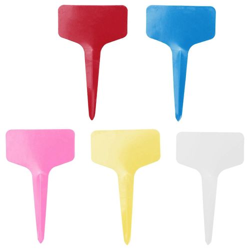 100pcs Étiquettes De Plante Plastique T-Type Étiquettes De Jardin 6 X10cm 5 Couleurs