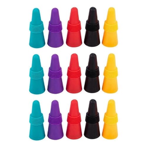 Lot De 15 Bouchons De Bouteilles De Vin Et De Boissons En Silicone Anti-Fuite