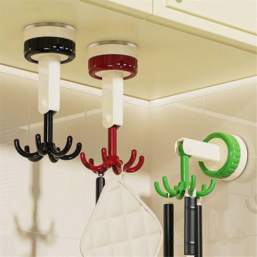 Crochet pliant rotatif à 360 degrés, crochets à ventouse autocollants, porte-ustensiles de cuisine rotatif