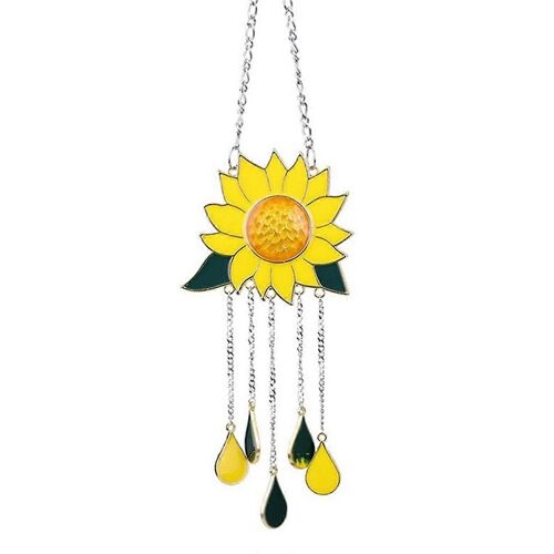 Pendentif Carillon Éolien Tournesol En Métal Pour Fenêtre
