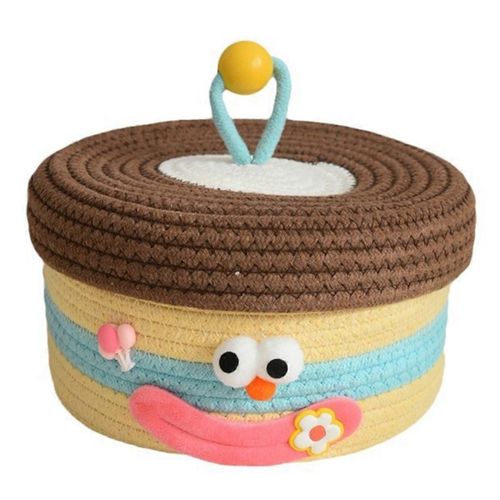 Panier de rangement de bureau avec couvercle Panier de rangement de collations tissé A