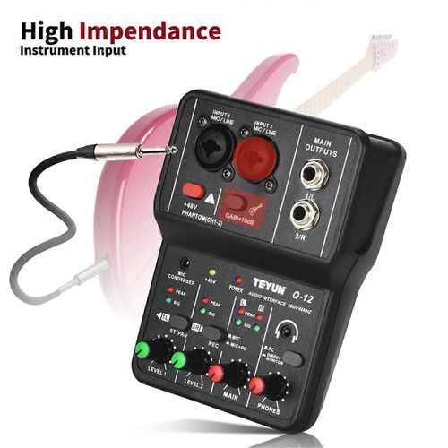 TEYUN Q12 Carte son d'enregistrement d'ordinateur 16Bit/48KHZ