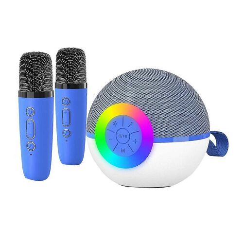Mini Machine De Karaoké Avec 2 Micros, Microphone Bluetooth Portable, Jouets De Chansons Avec Lumière Led, Noël Bir
