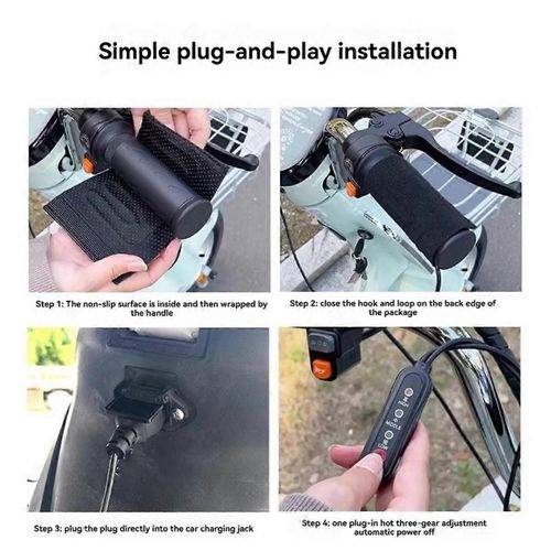 Usb Moto Poignées Chauffantes Guidon 3 Vitesses Réglable,A