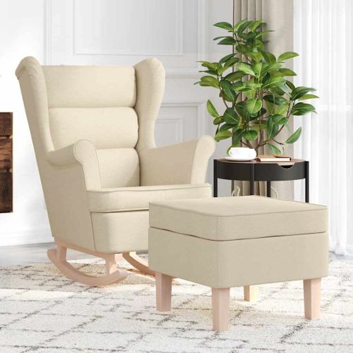 Vidaxl Chaise À Bascule Avec Repose-Pied Crème Tissu