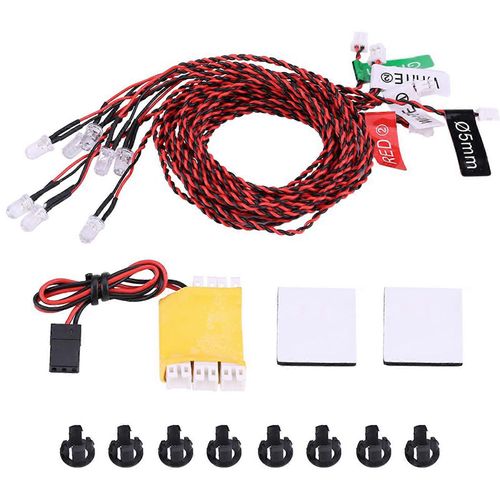 8 Kit de système d'éclairage LED Simulation de feux clignotants pour avion RC hélicoptère
