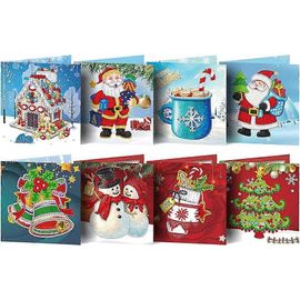 8pcs 3d Pop-Up Carte De Voeux,Peinture De Diamant Carte Cadeau Carte De Noël Bricolage 5d Peinture De Diamant