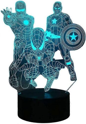 Avengers Veilleuse,3d Led Spiderman Jouets Veilleuse Télécommande Intelligente 16 Couleur