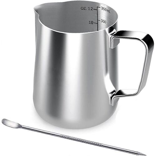 Pot À Lait En Acier Inoxydable 11oz Mains Libres Café Pot À Lait Pichet À Lait Avec Marque De Mesure Et Latte Art Pen Pot À Lait Carafes Pour Barista Cappuccin