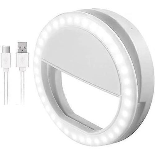 Anneau lumineux selfie,anneau lumineux selfie avec lumière LED pour appareil photo,lumière d'appoint rechargeable 36 LED,lumière vidéo à 3 niveaux de luminosité réglables,veilleuse