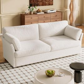 Places Soft Et Confortable Canapé En Teddy Duvet Avec Sac À Ressorts + Mousse Haute Densité Et Coton Moelleux Mobilier De Salon Design Moderne Et Minimaliste Blanc Cassé