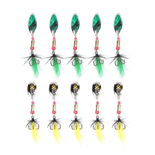 Leurres De Pêche À Paillettes Composites, Leurres De Pêche En Métal, Spinnerbait Avec Plumes