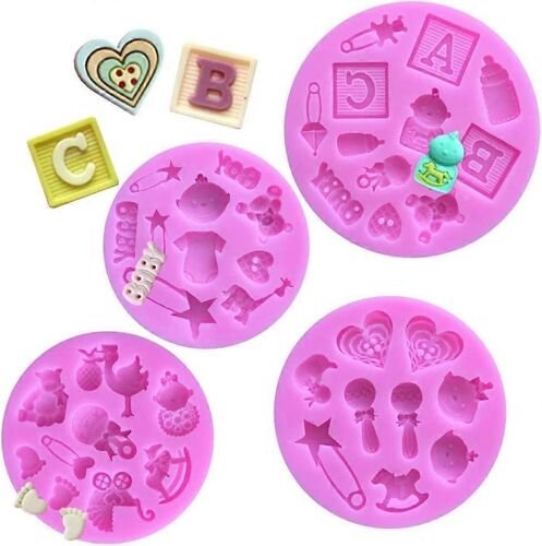 Moule En Silicone 3d Tasse De Bébé Mini Baby Shower Party Moule Fondant Durable Doux Facile À Nettoyer