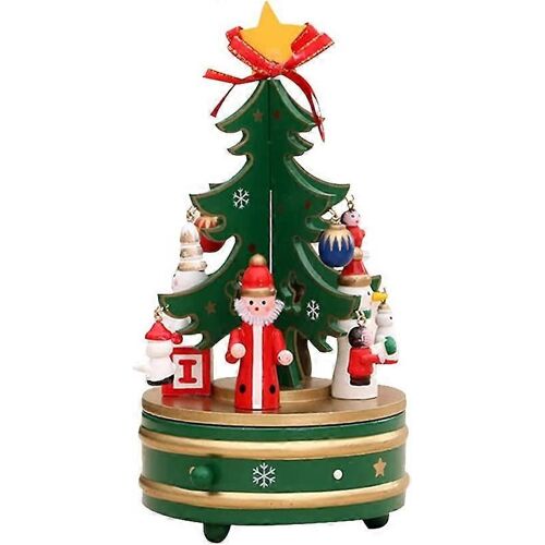 Boîte à musique d'arbre de Noël,boîte à musique en bois Arbre de Noël avec pendentif ornements Noël