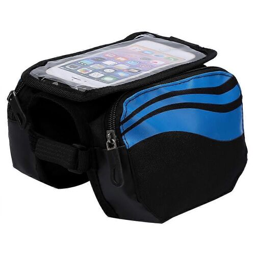 Sacoche De Cadre De Vélo 2025, Double Pochette, Pour Téléphone Portable, Écran Tactile, Bleu