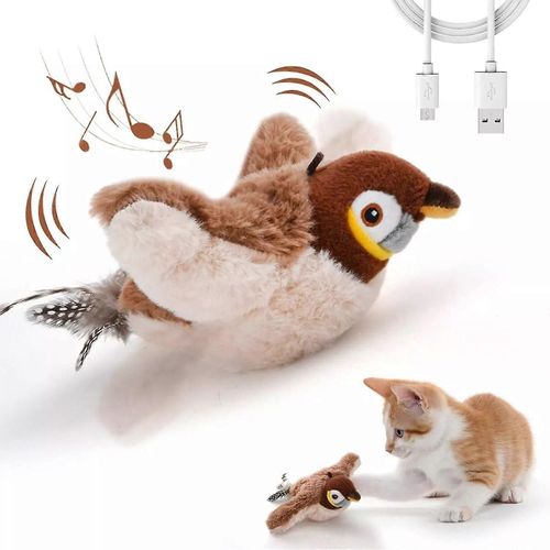 Jouet de chat d'oiseau volant interactif électronique battant des ailes,Jouet de battement de moineau