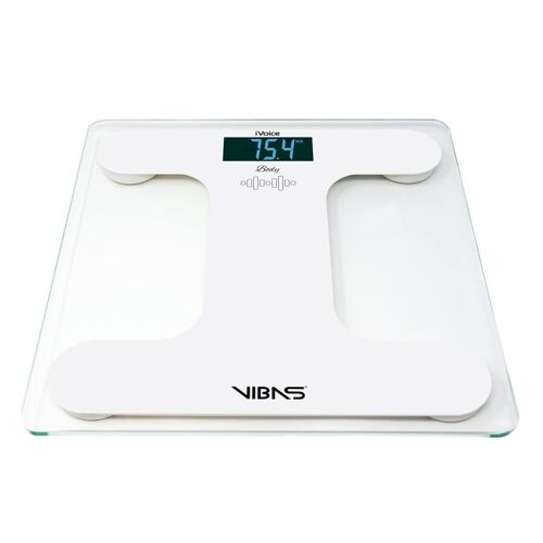 KALANKA-iVoice Body, Pèse-Personne Vocal en Français et Multilingue, Avec Aides Sonores et Vocales Pour Non-Voyants, Voix Claire, Répétition du Poids, Piles Incluses, Garantie 2 Ans (Blanc)