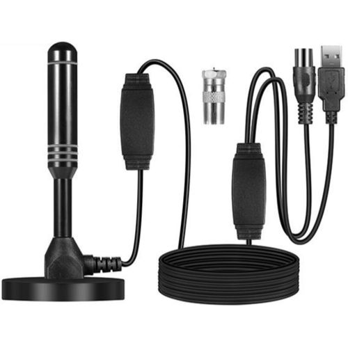 Antenne Tv Haute Définition Portable Intérieur/Extérieur, Réception À 360 °, Antenne Tv Gratuite À Gain Élevé, Antenne Tv Prend En Charge 4K 1080P Vhf/Uhf, Hdtv Double Amplificateur De Signal