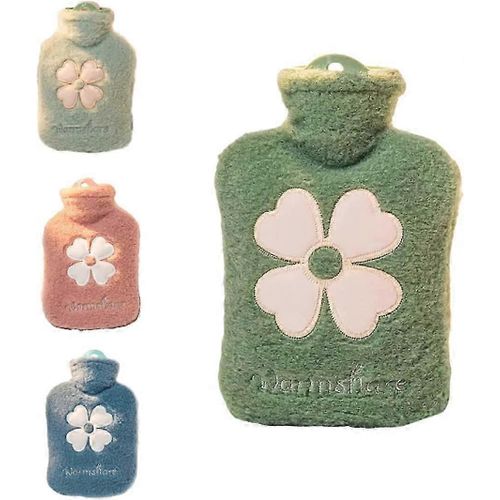 Bouillotte Portable En Peluche Motif Dessin Animé, Mini, 1000 Ml, Vert Matcha