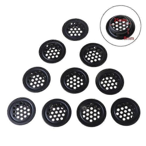 ¿25 mm - Plat¿ 10 pièces 19-53 mm Noir Circulaire Soffite Aérateurs Aérateurs à Persiennes en Acier Inoxydable