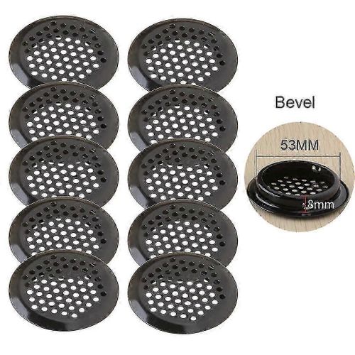 ¿53 mm - Plan incliné¿ 10 pièces 19-53 mm Noir Aérateurs de soffite circulaires Aérateurs de ventilation à persiennes en acier inoxydable