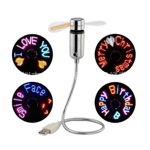 Ventilateur USB LED SQCLV, nouveau ventilateur portable créatif programmable alimenté par USB, mini ventilateur à col de cygne DIY pour ordinateur portable et ordinateur - Lumières colorées