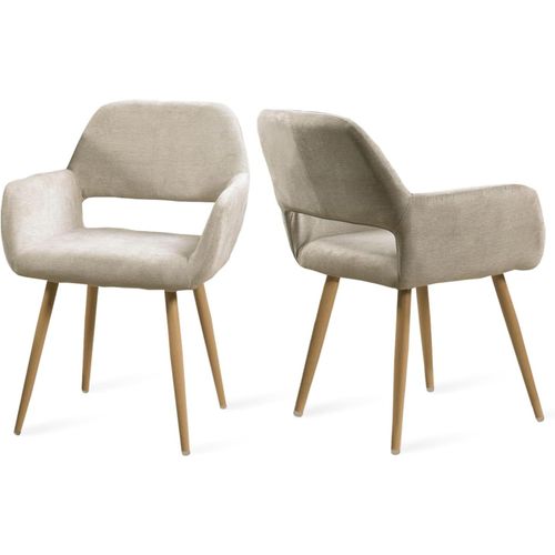 Lot De 2 Chaises De Salle À Manger Scandinave Fauteuil Assise Rembourrée En Tissu Pieds En Métal Pour Cuisine Salon Chambre Bureau, Brune