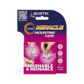 ChenQuanSarl-Ruban Adhésif De Montage | Transparent | Ruban De Montage Double Face Ultra Résistant | Lavable Et Réutilisable | Supporte 1 Kg Par 20 Cm | Rouleau De 19 Mm X 1,5 M