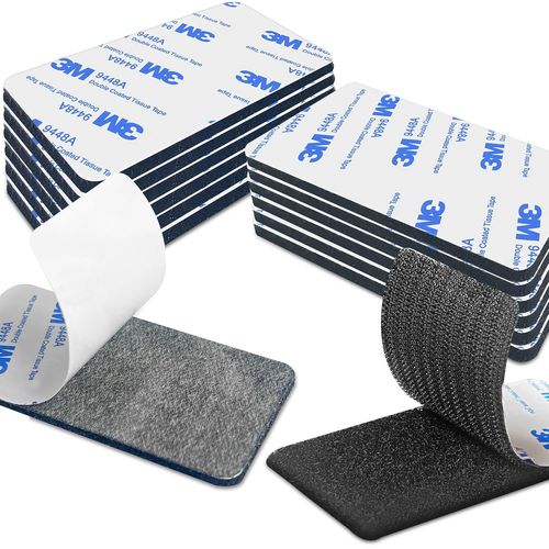 Bande Auto-Agrippante 12 Paires (5cm x10cm) à Bords Arrondis-Adhésif Haute Résistance pour Maison/Bureau/Voiture,Résistante à l'Eau et Températures Extrêmes