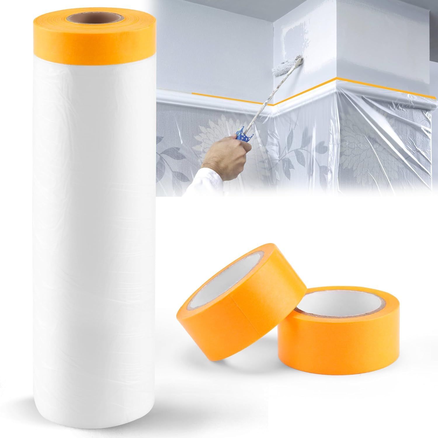 4 Rouleaux De Bâche En Plastique Transparent 4.9X65.5 Ft Chiffons De