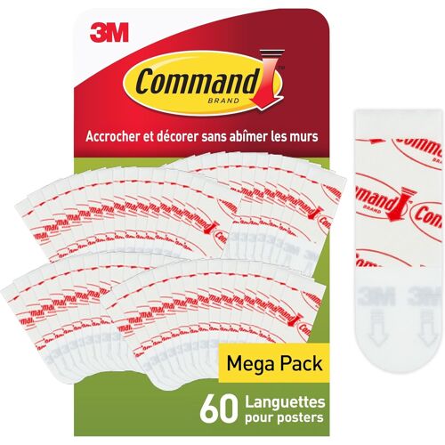 KALANKA-Bandes de Suspension pour Petites Photos, Lot de 60 Bandes Adhésives, Blanches - Fixation sans Dommage - Pour Posters, Cadres et Miroirs