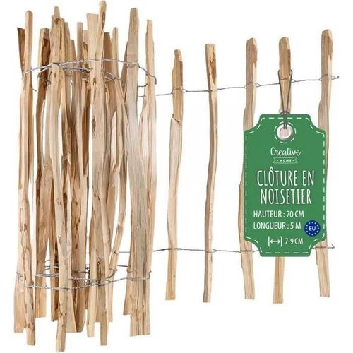 Clôture De Jardin - Creative Home - Bois De Noisetier - Hauteur 70 Cm - Longueur 5 M - Espacement 7-9 Cm