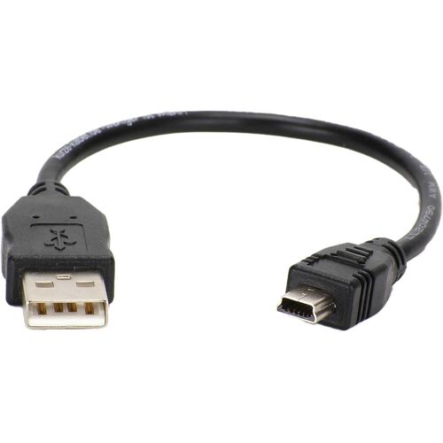 KAL-Câble USB court de 17 cm (A vers Mini-B) - Câble de données - Câble de charge - Câble de synchronisation - Idéal pour les voyages ou en voiture