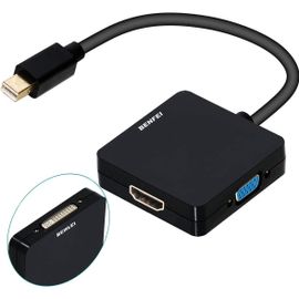 Adaptateur Mini Displayport 4K Hdmi/Dvi/Vga, 3-En-1 Convertisseur Mini Dp (Thunderbolt) Pour Macbook Air, Mac Mini, Microsoft Surface Pro 3/4[Z2180]