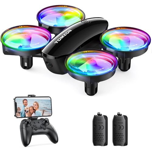 Checarzhn--No1-A23w Mini Drone Avec Caméra 1080p, Drone Pour Enfants Avec Lumière Led, Mini Drone Télécommandé Avec Protection 360° / Mode De Lancement / 3d Flip/Rotation Auto, Drone Jouet Pour Débutants-Tomzon