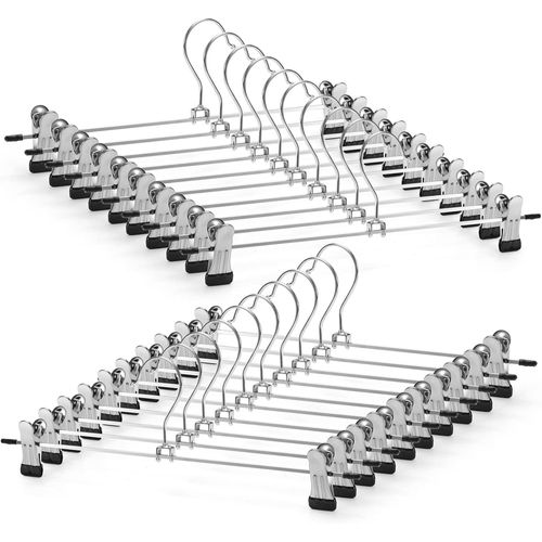 ASFASFq-Lot de 10 cintres pour pantalons avec clips réglables antidérapants - En métal - Peu encombrant - Pour manteaux, vêtements, jeans, enfants et adultes