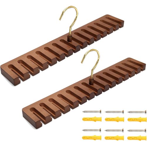 Letnerny-Lot De 2 Porte-Cravates, Porte-Ceinture, Porte-Ceinture, Pour Armoire, En Bois, Support Mural, Porte-Ceinture, Organisateur Pour Armoire, Organisation Et Rangement (Hs, 14ge), Fm2024kj007a
